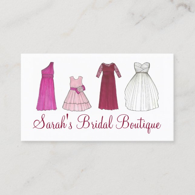 Bridal Gown Dress Shop Clothing Wedding Boutique Business Card (Front)