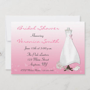 Bridal Gown Pink Shower Invitation