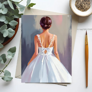 Bridal Gown   White Lace Dress Watercolor Postcard