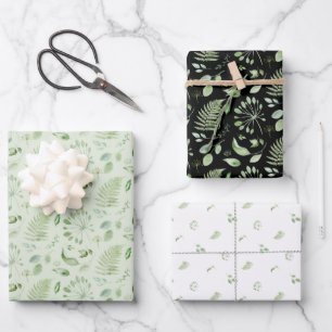 Bridal Green Tropical Leaves and Ferns Wrapping Paper Sheet