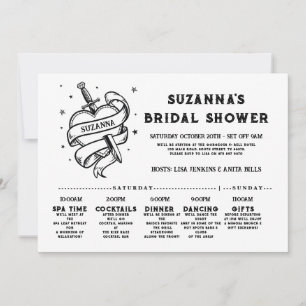 Bridal Itinerary Bachelorette Rock n Roll Heart Invitation