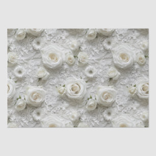 Bridal Lace And White Roses Tissue Paper