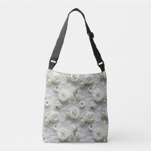 Bridal Lace White Roses Crossbody Bag