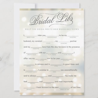 Bridal Libs Bachelorette Party Game Card (elegant)