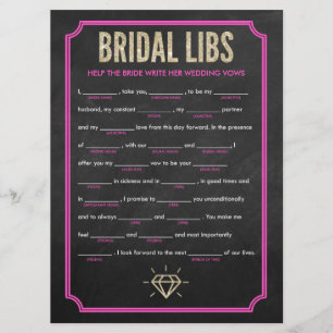 Bridal Libs Bachelorette Party Game Card (pink)