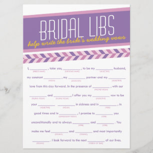 Bridal Libs Bachelorette Party Game Card (purple)