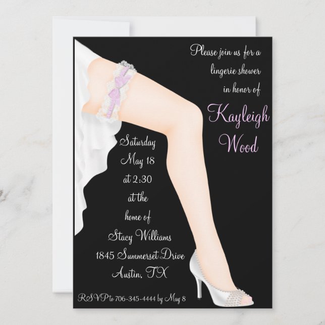 Bridal Lingerie Shower Personalised Invitation (Front)