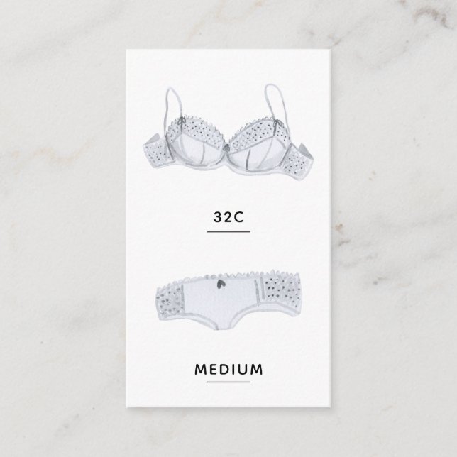 Bridal Lingerie Size Insert Card (Front)