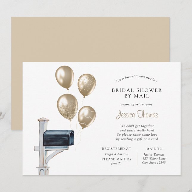 Bridal Long Distance Shower by Mail Invitation (Front/Back)