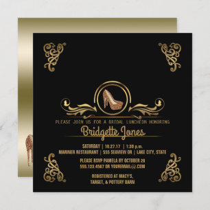 Bridal Luncheon Black Gold Wedding Bridal Shower Invitation