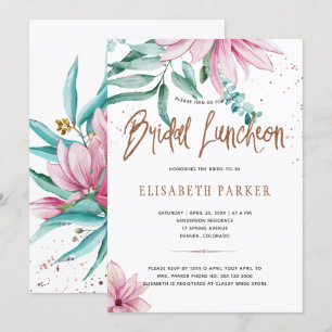 Bridal luncheon blush pink copper bridal shower invitation