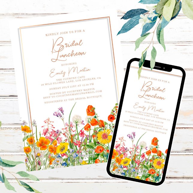 Bridal Luncheon Boho Wild Flowers Bridal Shower Invitation (Creator Uploaded)