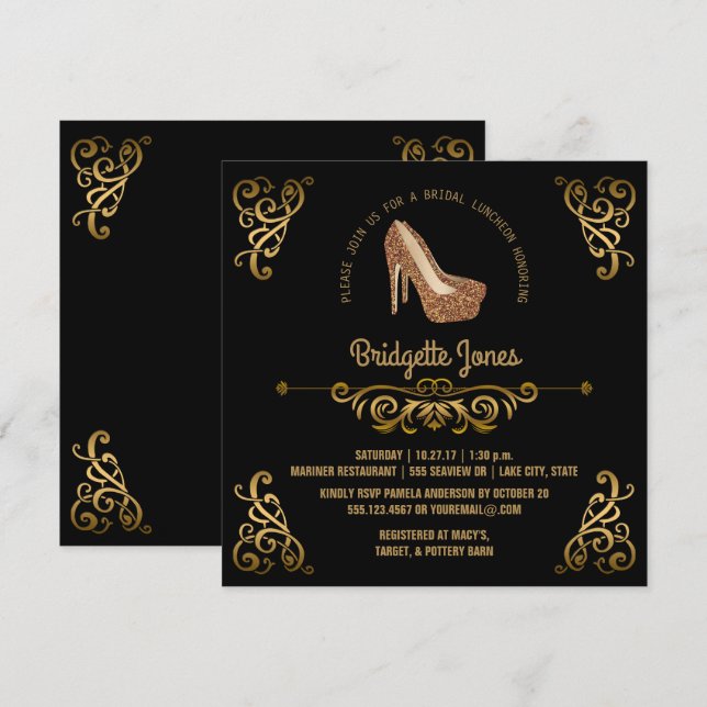 Bridal Luncheon Elegant Gold | Wedding Shower Invitation (Front/Back)
