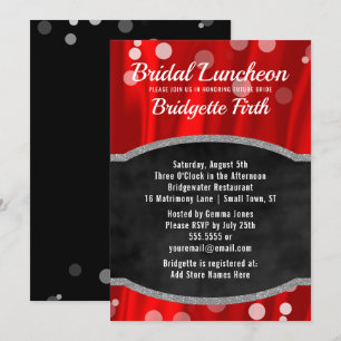 Bridal Luncheon   Elegant Red Black Bridal Shower Invitation