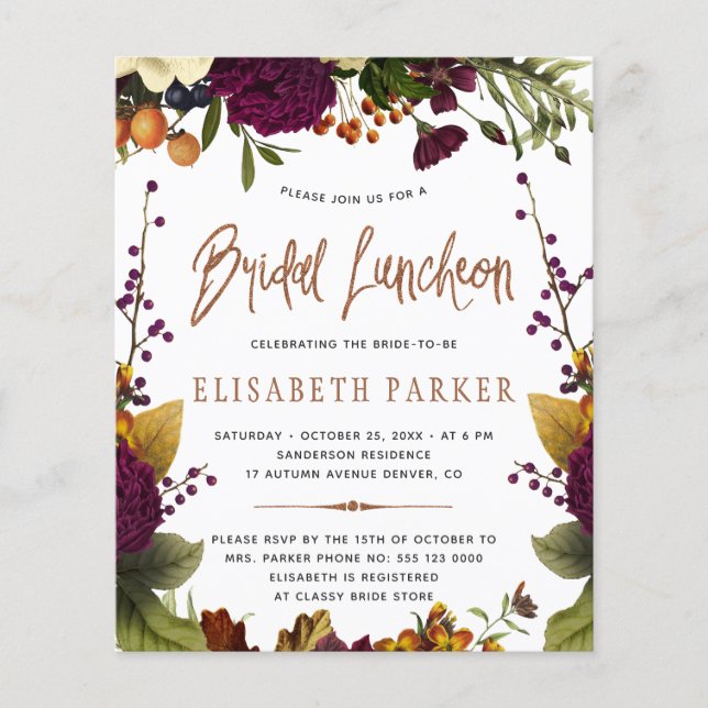 Bridal luncheon fall budget bridal shower (Front)
