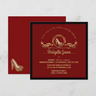Bridal Luncheon Gold Red   Wedding Bridal Shower Invitation