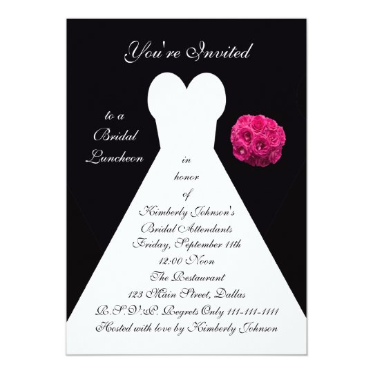 Bridal Luncheon Invitation -- Bridal Gown on Black