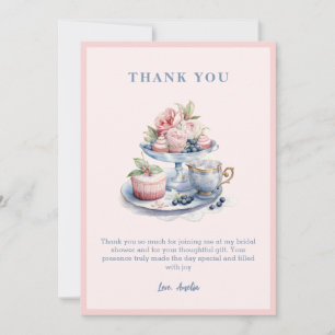 Bridal luncheon tea party bridal shower Pink Thank You Card