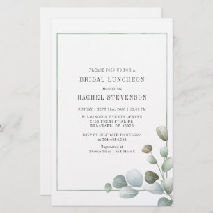 Bridal Luncheon Watercolor Eucalyptus Greenery Stationery