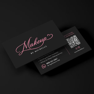 Bridal Makeup Artist Elegant Pink Black Script Business Card
