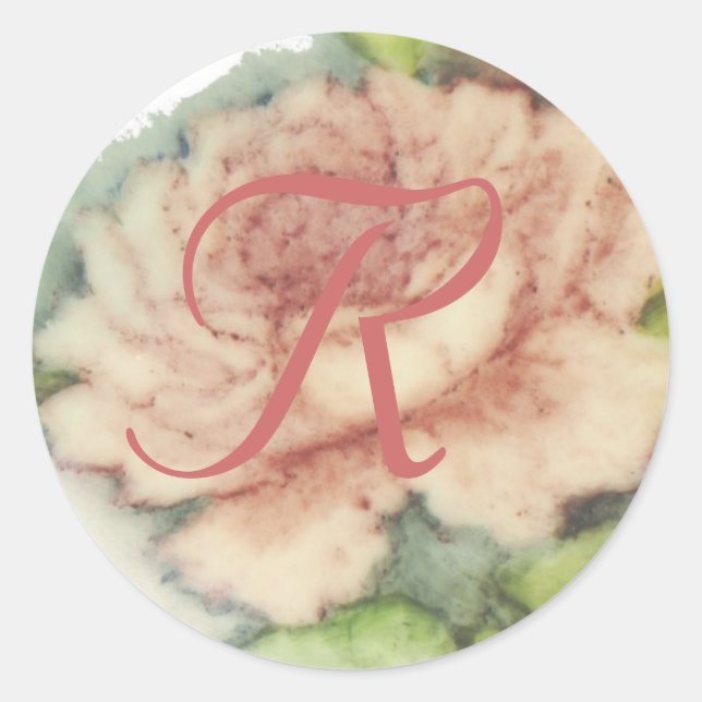 Bridal Monogram Sticker-Cust. Classic Round Sticker (Front)