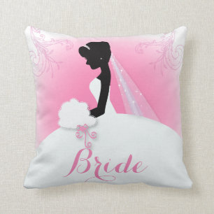Bridal Mrs Right Pink bride silhouette Cushion