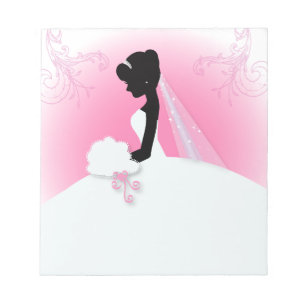 Bridal Mrs Right Pink bride silhouette Notepad
