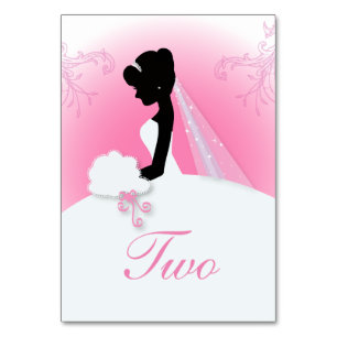 Bridal Mrs Right Pink bride silhouette Table Number