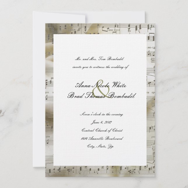 Bridal Music Wedding Invitation (Front)