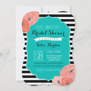 Bridal or Baby Shower Invitaion - Bold Stripe Teal Invitation