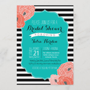 Bridal or Baby Shower Invitaion - Bold Stripe Teal Invitation