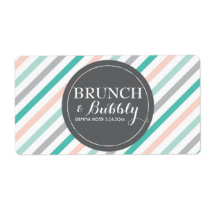 Bridal or Baby Shower Stripes Mini Champagne Label