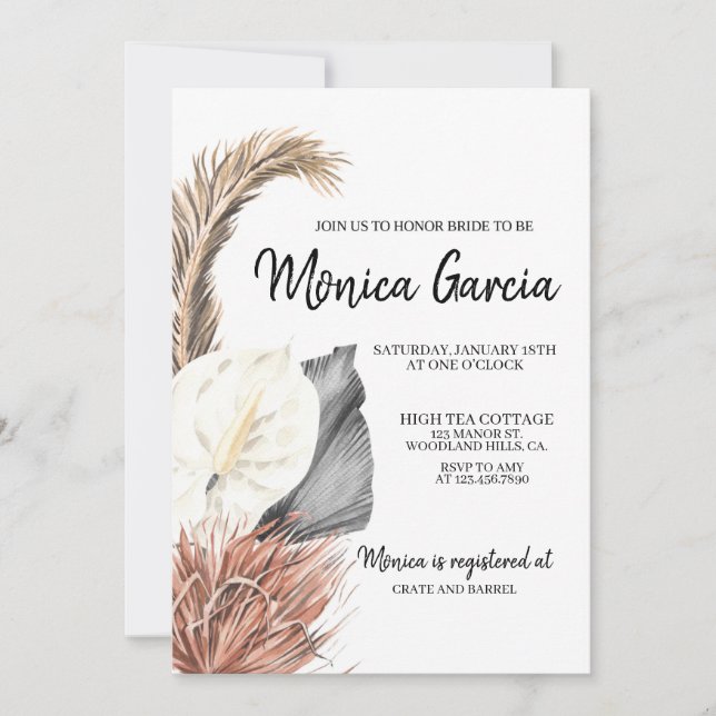 Bridal|PAMPAS GRASS/BOHEMIAN Invitation (Front)