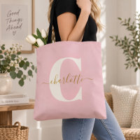 Bridal Party Blush Pink Gold Monogram First Name