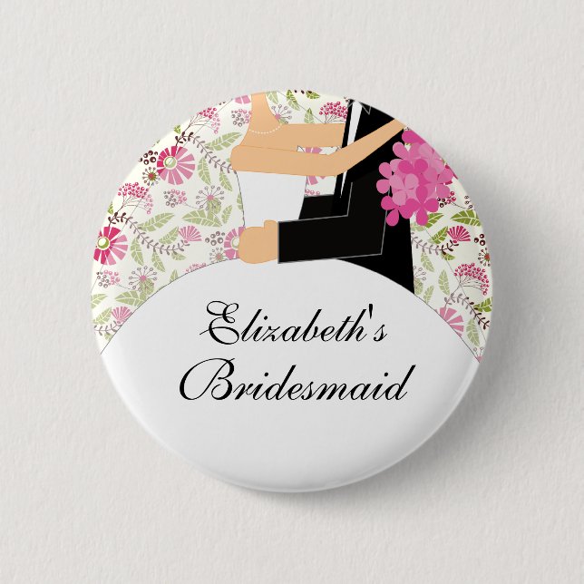 Bridal Party Bridesmaid Button / Pin Flowers (Front)