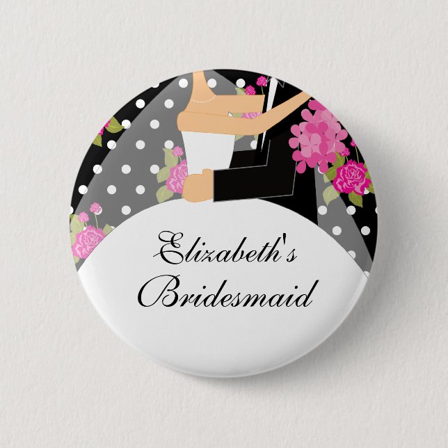 Bridal Party Bridesmaid Button / Pin Flowers (Front)