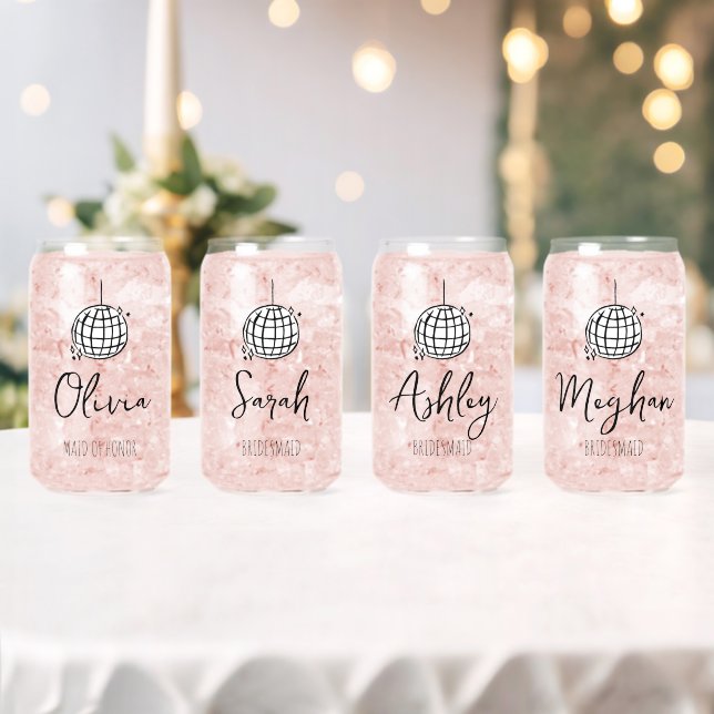 Bridal Party bridesmaid fancy disco ball monogram Can Glass (Insitu (Wedding))