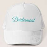 Bridal Party - Bridesmaid Trucker Hat<br><div class="desc">A hat for the bridesmaid in pretty flowing script text. A great choice for a bachelorette party,  bridal shower,  rehearsal dinner,  wedding reception,  or any time surrounding the wedding festivities.</div>