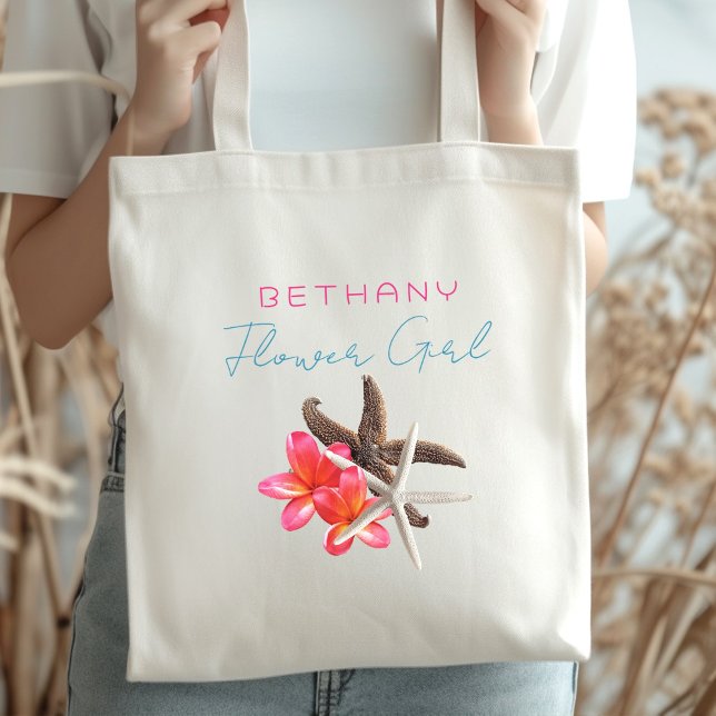 Bridal Party Flower Girl Starfish Personalised Tote Bag (Creator Uploaded)