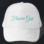 Bridal Party - Flower Girl Trucker Hat<br><div class="desc">A hat for the Flower Girl in pretty flowing script text. A great choice for a bridal shower, rehearsal dinner, wedding reception, or any time surrounding the wedding festivities.</div>