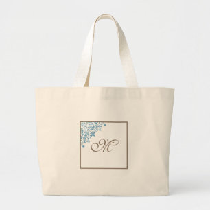 Bridal Party French Blue Fleur de Lis Monogram Large Tote Bag