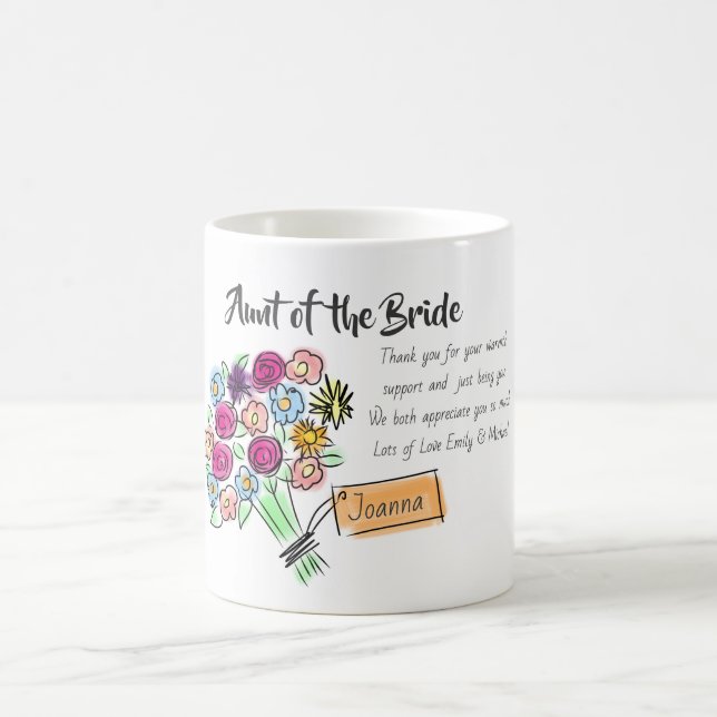 Bridal Party Gift Personalised Thank You Message Coffee Mug (Center)