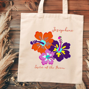 Bridal Party Gift Tote Bag Hibiscus Flowers