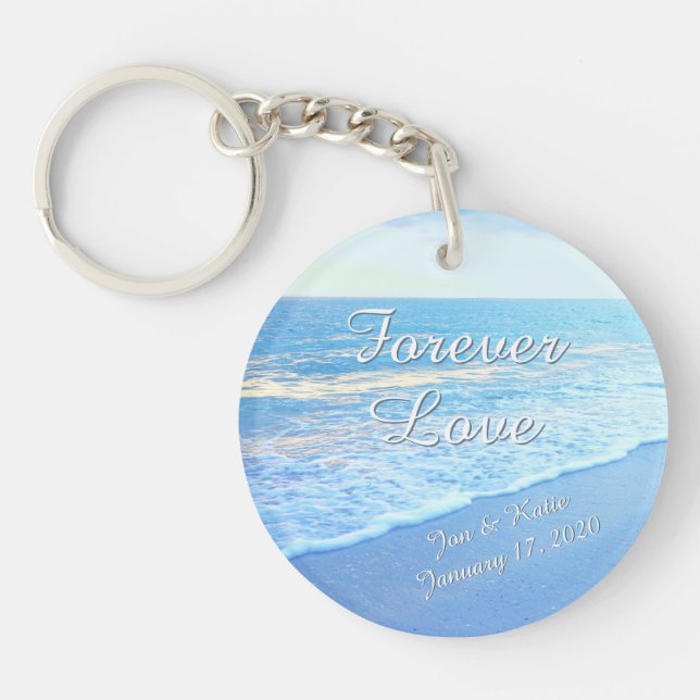 Bridal Party Gifts or Beach Bridal Shower Favours Key Ring (Front)