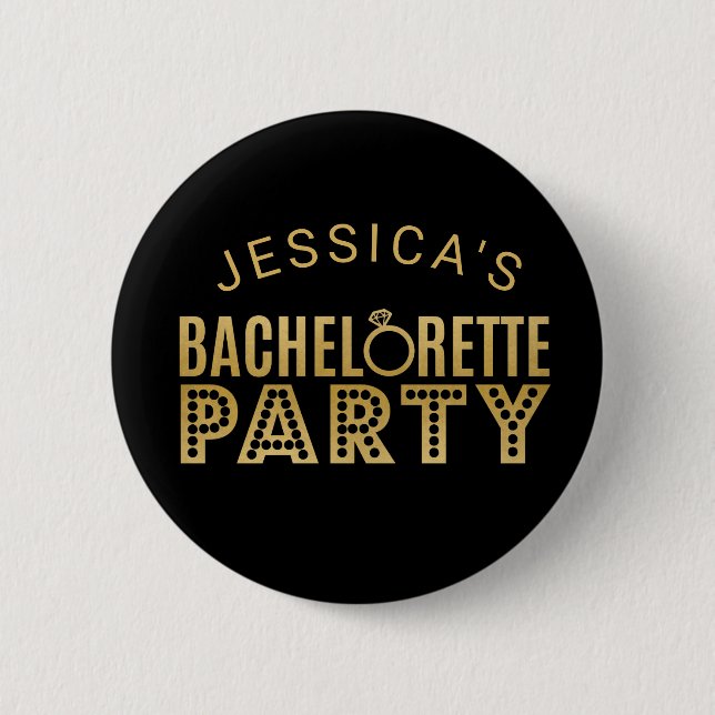 Bridal Party Gold Bachelorette Party Badges Pin (Front)