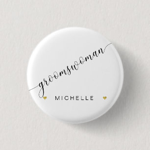 Bridal Party Groomswoman Script Simple Modern 3 Cm Round Badge