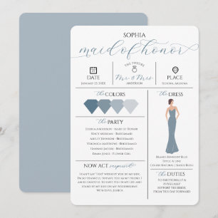 Bridal Party Info Card Will You Be My Maid of Hono