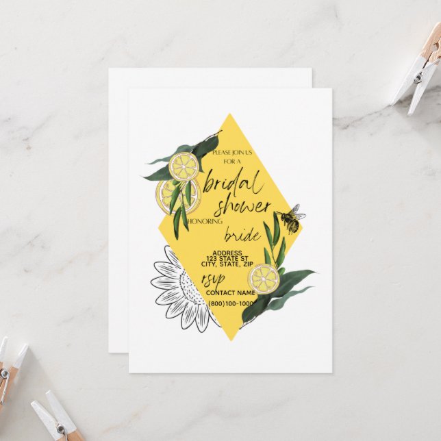 Bridal Party Invite - Yellow  (Front/Back In Situ)