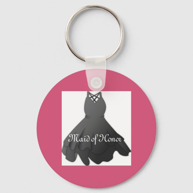 Bridal Party Key Ring Pink Maid of Honour Keychain (Front)