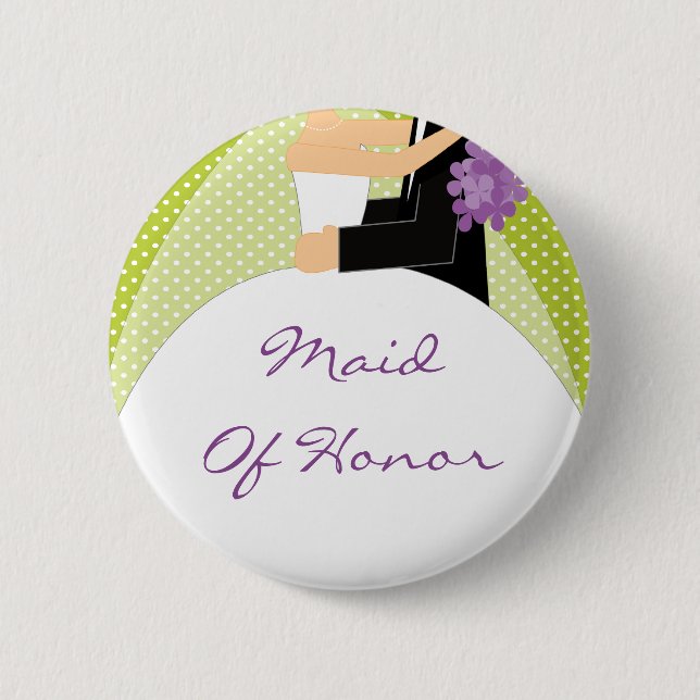 Bridal Party Maid Of Honour Button / Pin (Front)
